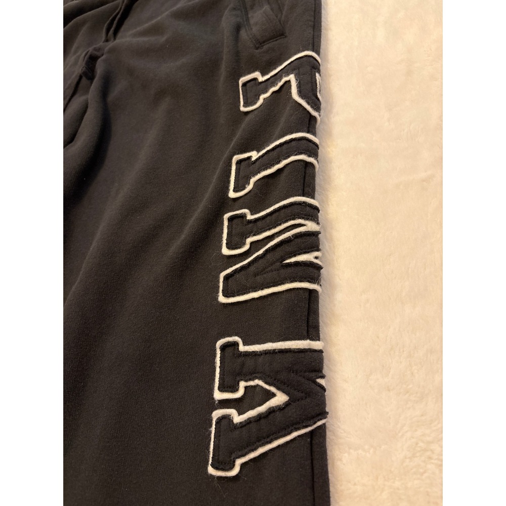 Victoria's Secret PINK Black Wide Leg Sweatpants Logo Drawstring Fleece Mens L - Picture 3 of 4